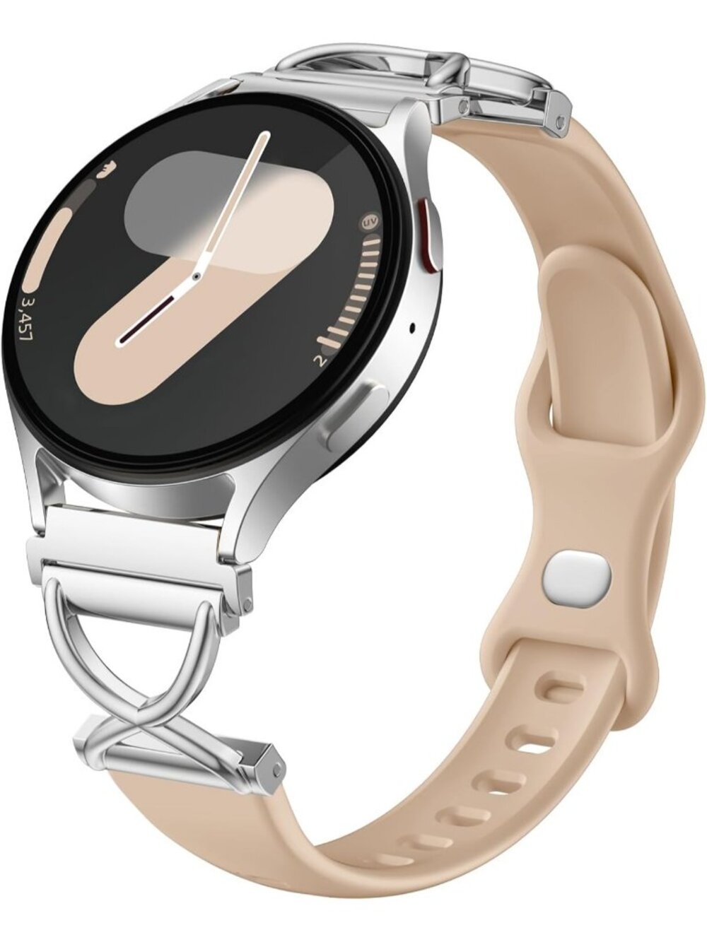 Womens Milk Tea Skinny Charms X-Shaped Soft Slim Silicone Bands Compatible Watch
